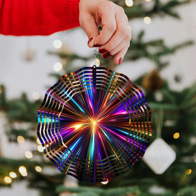 CIFBUY 3D Mandala Windspiel aus Metall in Multicolour als geometrische Windmühle für den Garten und die Außendekoration - Bild 3