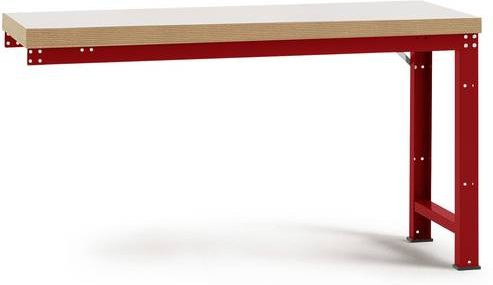 Manuflex Anbauwerkbank Profi Standard mit Kunststoff-Tischplatte, Farbe: Rubinrot, B/T: 175 x 70 cm - Bild 1