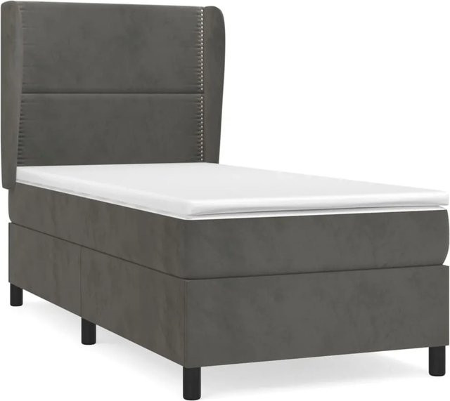 vidaXL Boxspringbett mit Matratze Dunkelgrau Samt B/T/H: 80 x 200 x 128 cm - Bild 1