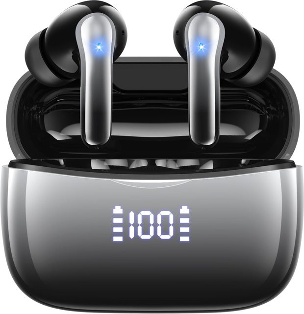Kuizil Bluetooth 5.3 Ohrhörer in Schwarz mit 50 Stunden Spielzeit, LED-Anzeige, IP7 Wasserdichtigkeit, HiFi-Sound und ENC-Mikrofon sowie Touch-Control - Bild 1