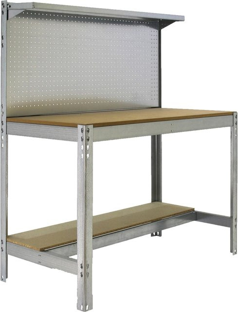 PROREGAL Werkbank Buffalo mit Werkzeugwand und Ablage, Farbe: Silber, H x B x T: 84 x 90 x 61 cm - Bild 1
