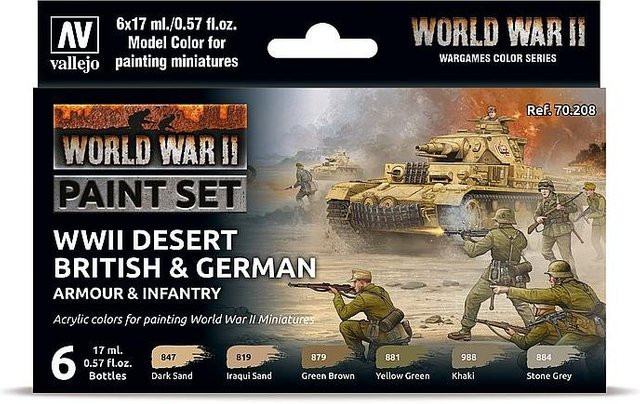 Vallejo Farb-Set, Deutsche & Britische Infanterie, Wüstenfarben WWII, 6 x 17ml - Bild 1