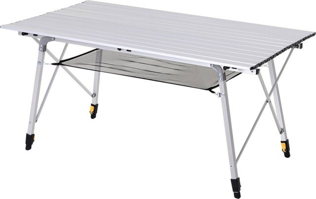 Outsunny Picknicktisch aus Aluminium in Silber, höhenverstellbar und klappbar, B/H/L: 70 x 73 x 120 cm - Bild 1