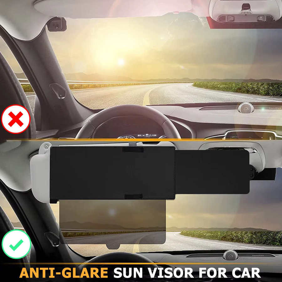 Everso Auto Visier Extender Anti-Glare, verstellbare Sonnenblende Verlängerung für das Auto, Schwarz - Bild 2