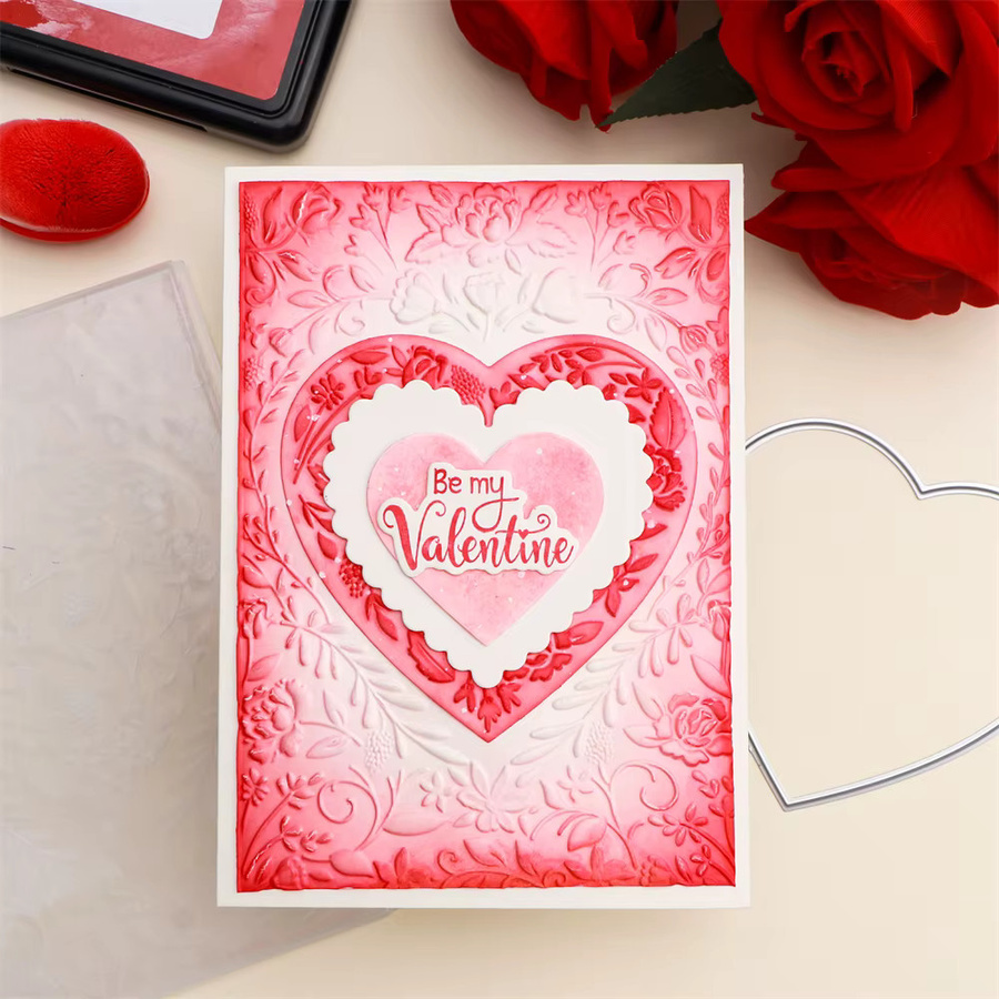 W3D Prägung Schablone Liebe Herz und Stirbt Set aus Kunststoff in Weiß für DIY Scrapbooking und Papierarbeiten - Bild 2