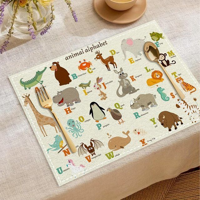 VIKAMA 4-teiliges Tier-Alphabet-Tischset für das Esszimmer und Party-Dekoration - Bild 1