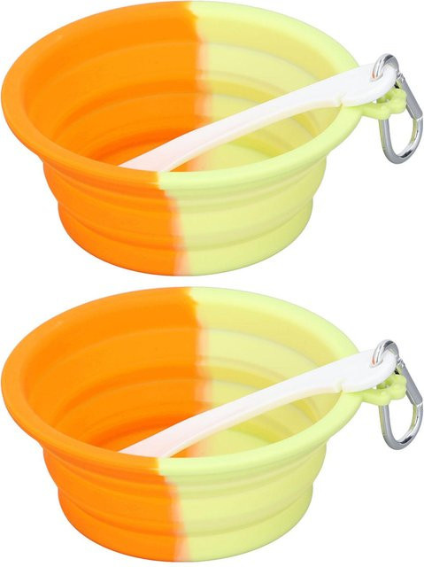 Fishine Faltbarer Haustiernapf aus Silikon für Hunde und Katzen, 2 Stück, beige, 380 ml - Bild 1
