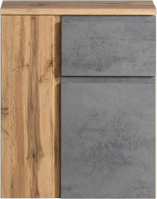 Held Möbel Unterschrank Ancona in Betongrau-Wotaneiche, Breite: 65 cm, Höhe: 79 cm, Tiefe: 35 cm - Bild 1