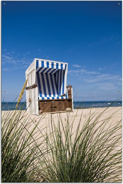 Wallario Gartenposter Strandkorb Motiv in Blau, B: 80 cm, H: 120 cm - Bild 1
