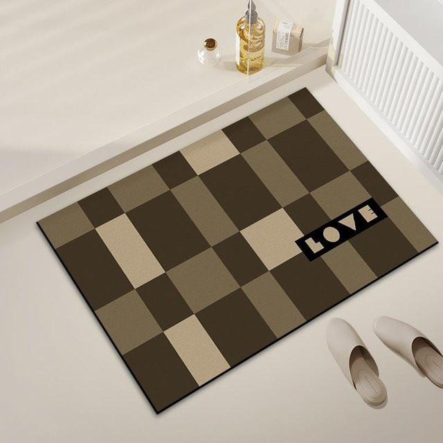 Rutschfeste Fußmatte aus Polyester in Braun für Eingang, Wohnzimmer oder Küche, B/T: 60 x 40 cm - Bild 1