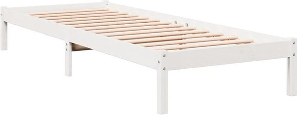 vidaXL Massivholzbett aus Kiefernholz in Weiß, Extra Lang, ohne Matratze, B/T/H: 90 x 210 x 95,5 cm
