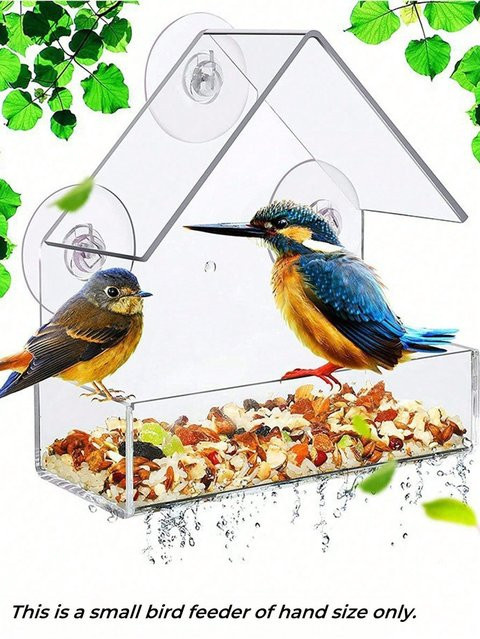 Transparente Acryl-Vogelfutterstation zum Aufhängen für die Wildtierbeobachtung im Garten und Außenbereich - Bild 1
