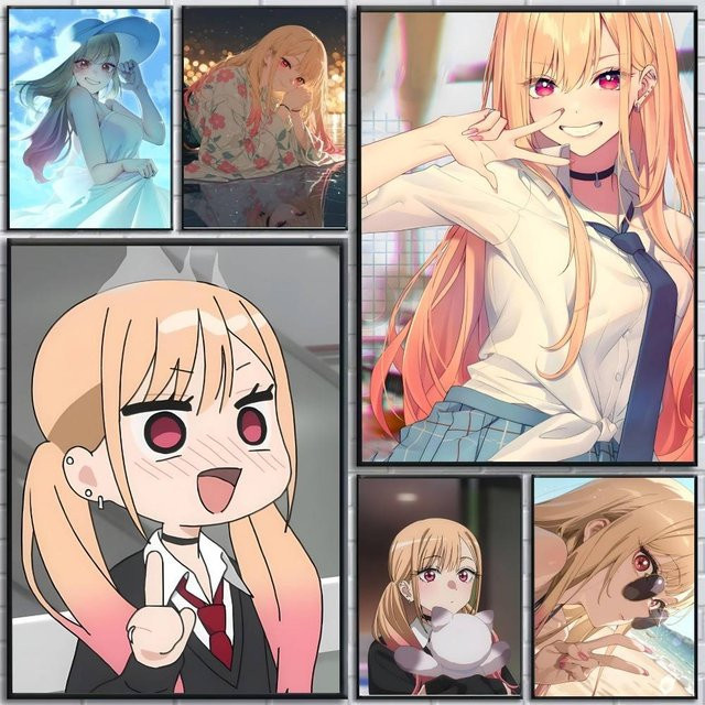 Selbstklebender Anime-Poster Kitagawa Marin aus Papier, Mehrfarbiges Wandbild für Zuhause und Café - Bild 1