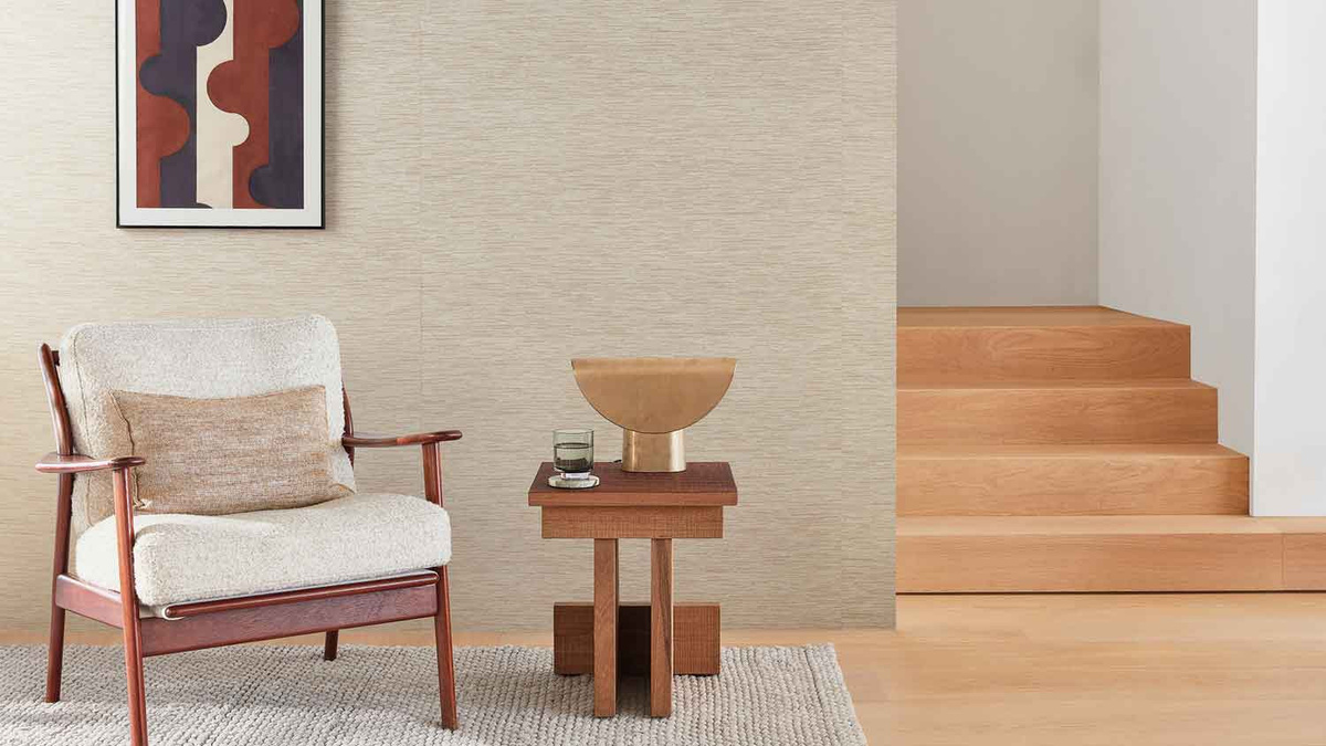 Omexco Tapete Bruges LS802 in Beige mit abstraktem Streifenmuster aus Vlies - Bild 1