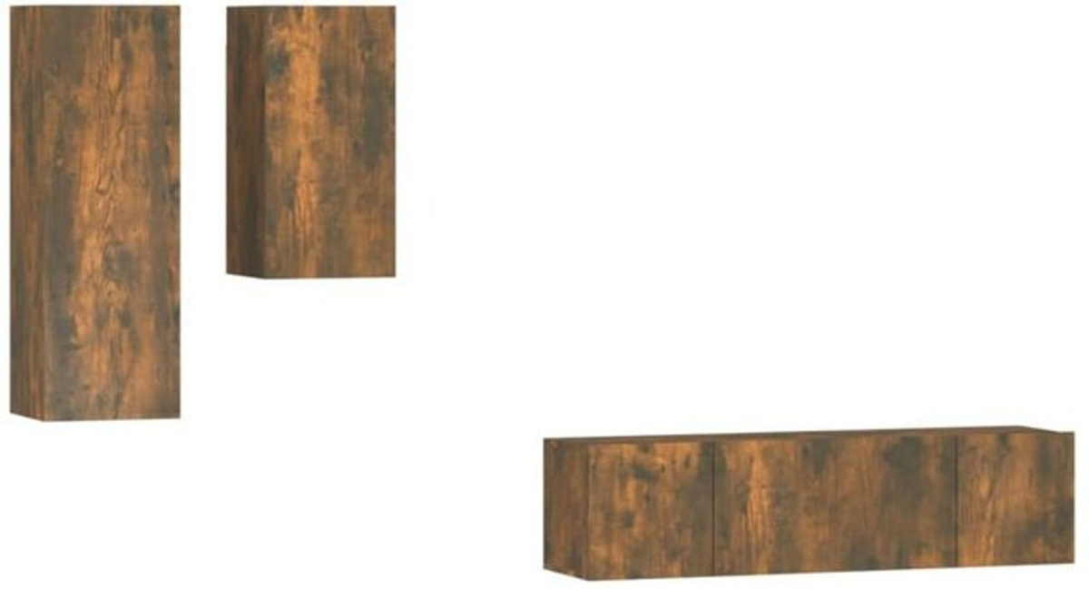 4-teiliges Vidaxl TV-Schrank-Set aus Holzwerkstoff in Räuchereiche Braun im klassischen Design - Bild 1