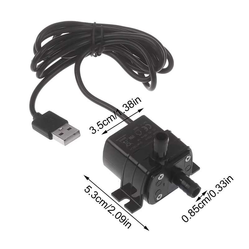 Eelhoe Ultra-leise Mikro-Wasserpumpe, bürstenlose DC-USB-Tauchpumpe in Schwarz, 5V 1W, 130L/H, Förderhöhe 100 cm, ideal für Brunnen und Aquarien - Bild 3