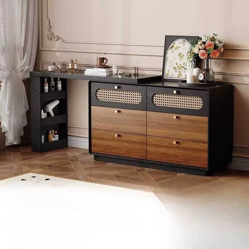 ZHIO Schminktisch in Schwarz und Naturbraun, moderner Aufbewahrungsschminktisch für dein Schlafzimmer - Bild 2