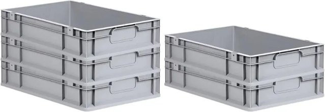 PROREGAL Spar Set 5x Eurobox Nextgen Economy Transportboxen mit Griffen, Grau, H x B x T: 12 x 40 x 60 cm, 23 Liter - Bild 1