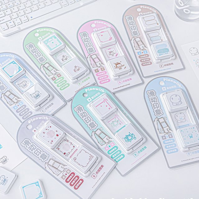 Niedriges Rollstempel-Set mit Kawaii Cartoon-Mustern in Multicolour für DIY Scrapbooking und Journaling-Zubehör - Bild 1