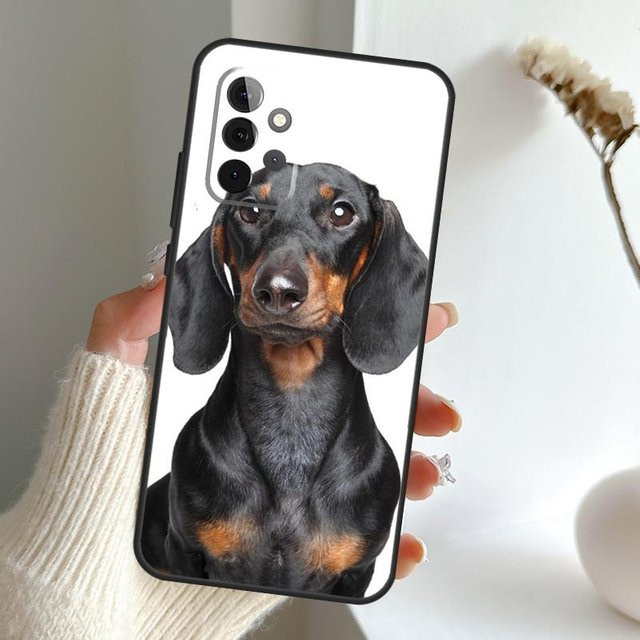 Handyhülle mit Dackel Motiv für Samsung Galaxy A54 A53 A34 A33 A13 A23 A31 A51 A71 A12 A22 A32 A52 A50 A52S in Weiß - Bild 1