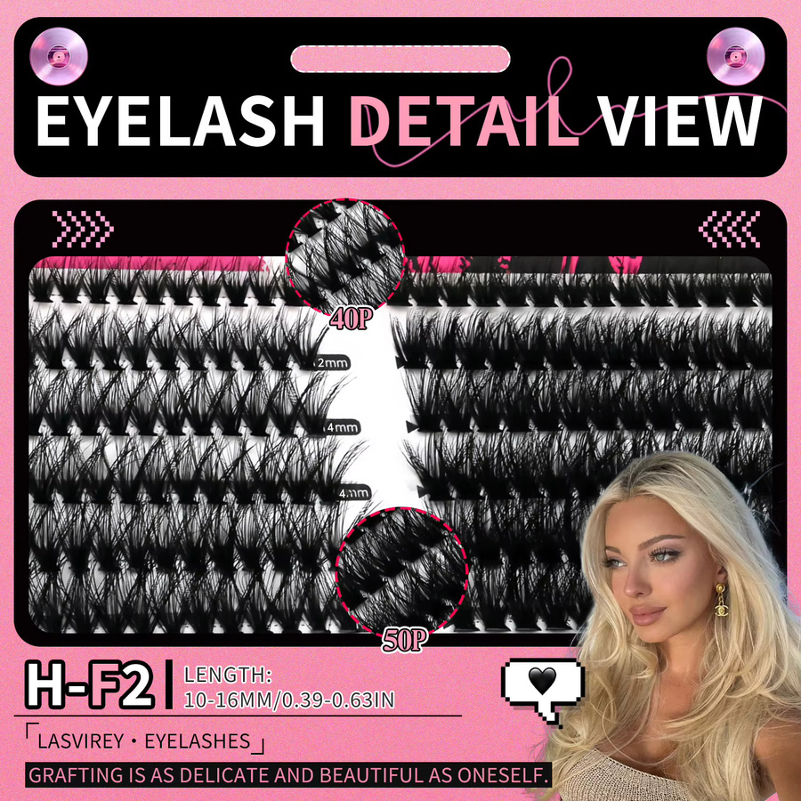 Lasvirey DIY Cluster-Wimpern-Set, künstliche Nerz-Wimpern, natürlich - Bild 4