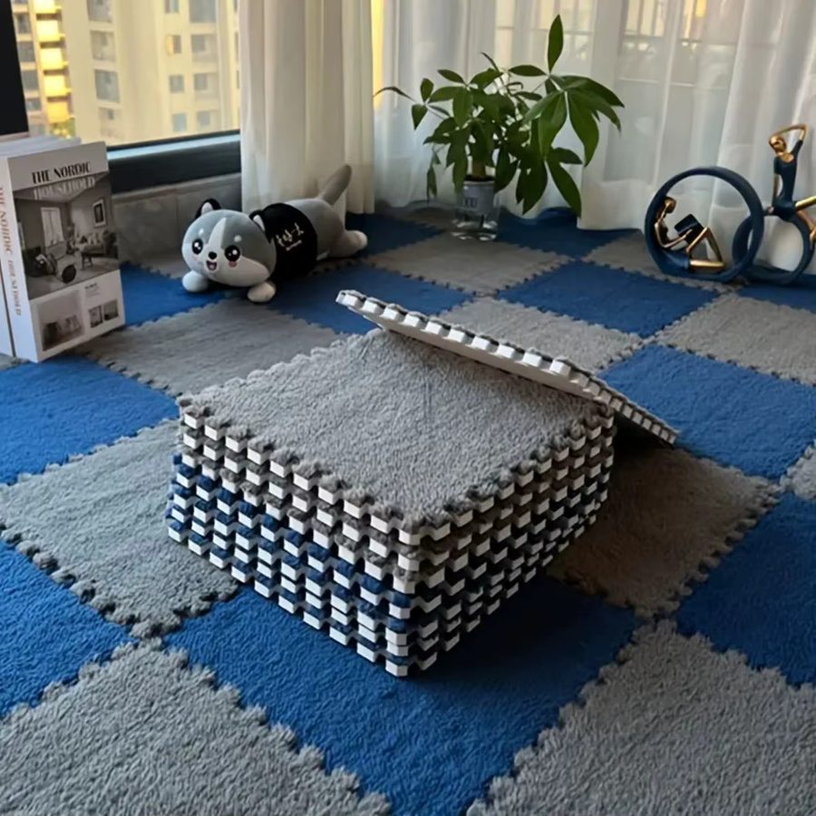 DHDH Baby-Plüsch-Krabbelmatte, quadratischer rutschfester Teppich in Schwarz für das Kinderzimmer - Bild 2
