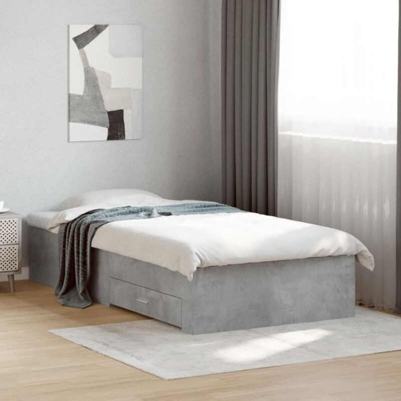 Modernes Funktionsbett mit Schubladen von Vidaxl aus Holzwerkstoff in Grau, B/T/H: 100 x 200 cm - Bild 1