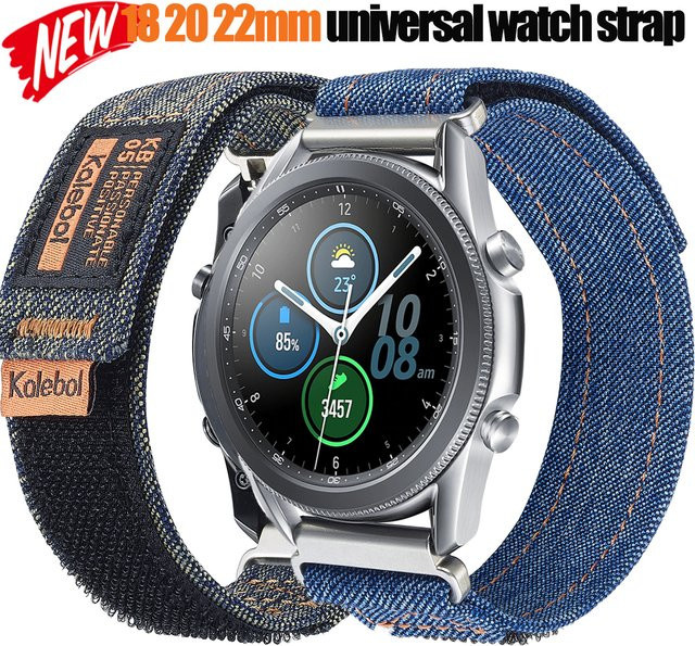 CAOWTAN Uhrenarmband Denim Canvas, Vintage Retro, Unisex - Bild 1
