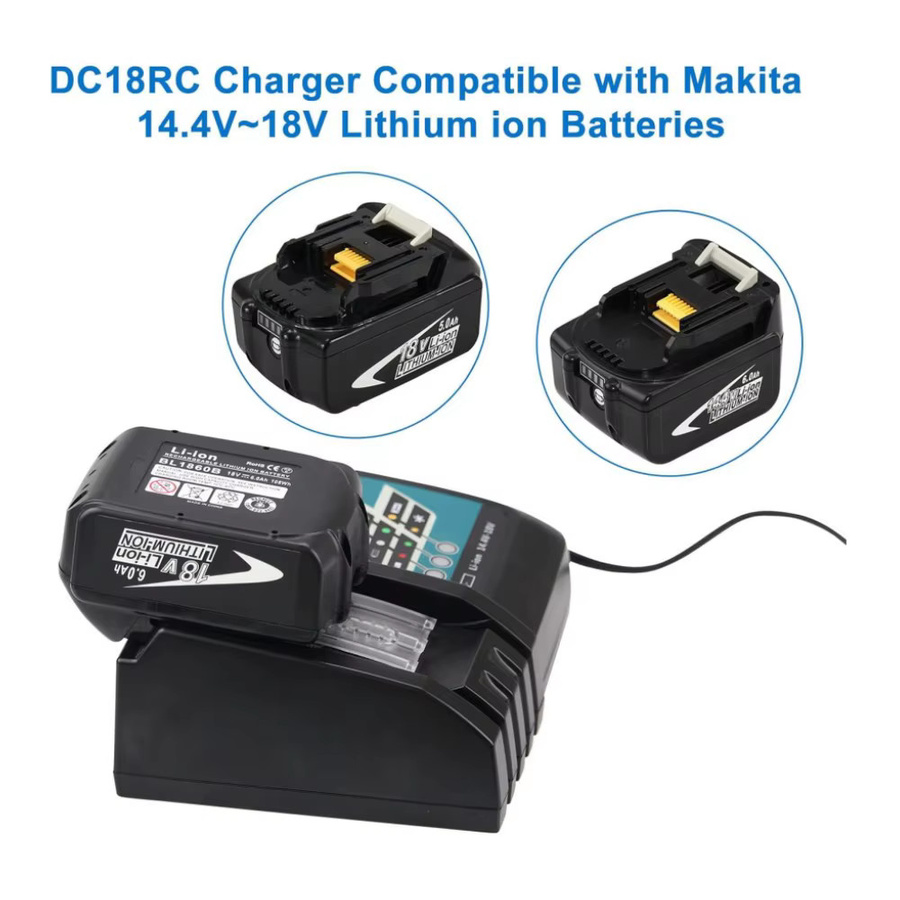 Makita DC18RC Schnellladegerät für 14,4 V bis 18 V Li-Ion Akkus in Schwarz - Bild 4