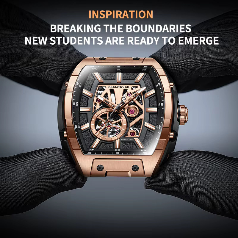 FEELNEVER Armbanduhr, Automatik, Edelstahl, Roségold, Kautschuk, Herren - Bild 4