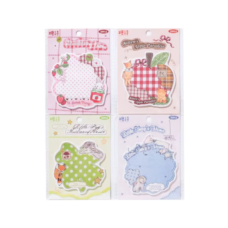 Kawai Stationery 30 Stück Retro Patchwork Notizblöcke mit Haftnotizen in Mehrfarbig für Schule und Büro - Bild 4
