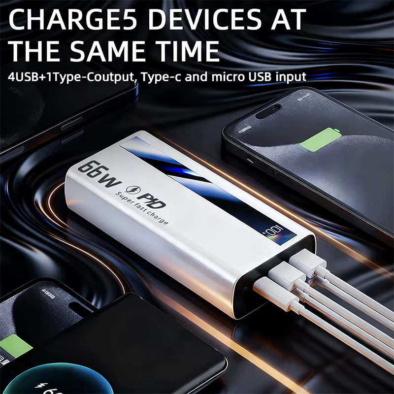 Cohana Externe Powerbank 60000mAh mit 66W Superschnellem Laden, Tragbares Ladegerät für iOS & Android in Weiß - Bild 5