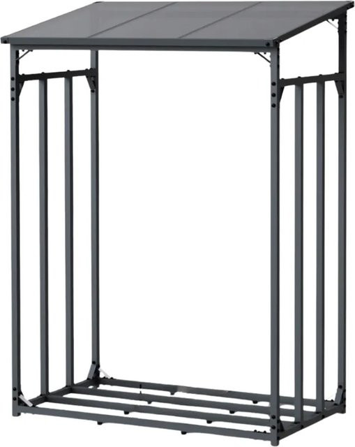 DELUKE Kaminholzregal Außen ELOS mit Dach aus Metall in Anthrazit, B/T/H: 130 x 70 x 185 cm - Bild 1