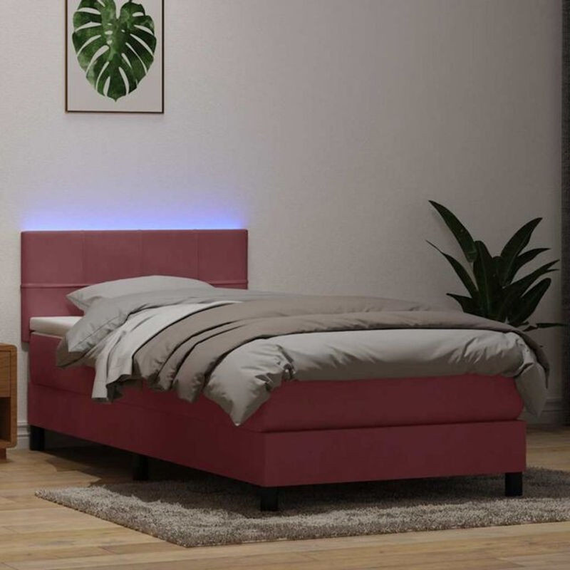 vidaxl Boxspringbett mit Matratze in Rosa und Weiß aus Samt, B/T/H: 80 x 220 x 78 cm - Bild 1