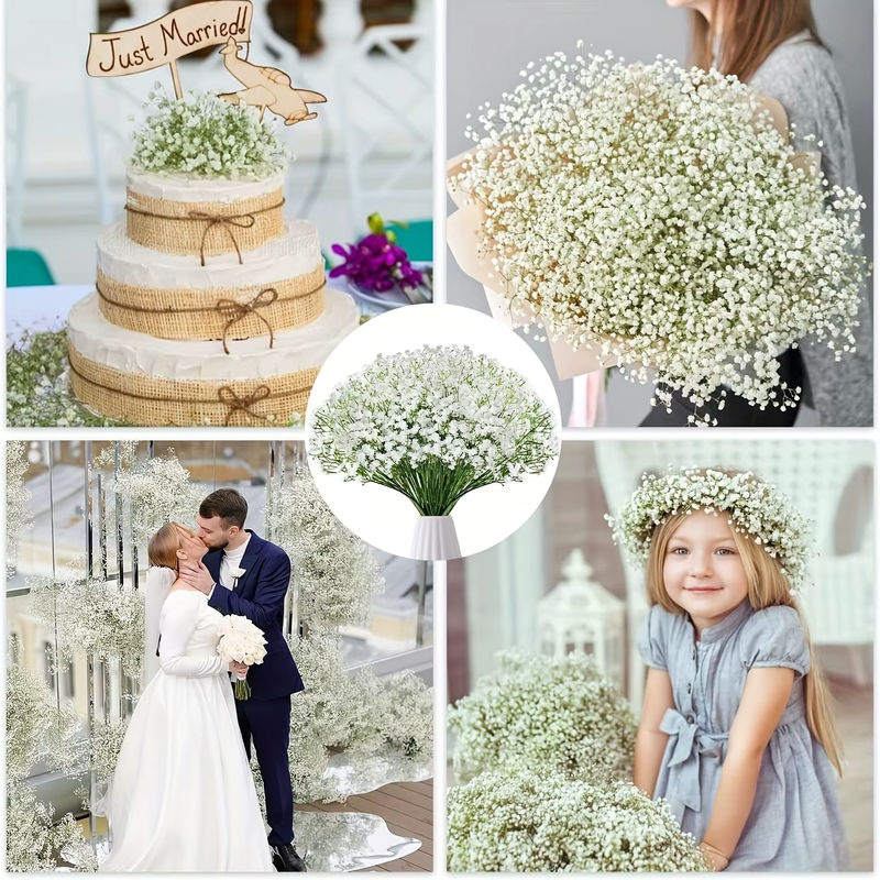 130 Stück künstliche Schleierkraut-Blumen in Weiß als Bouquet für Dekoration und besondere Anlässe wie Valentinstag oder Hochzeiten - Bild 5