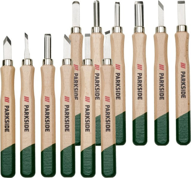 Parkside Holzschnitzset und Stechbeitelset aus Stahl, 12-teilig, Multicolor - Bild 1