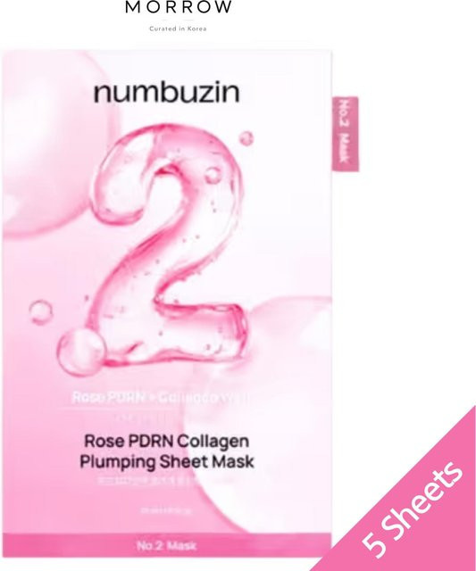 NUMBUZIN Nr. 2 Rose PDRN Kollagen Tuchmaske, 33 ml, 5 Sheets - Bild 1