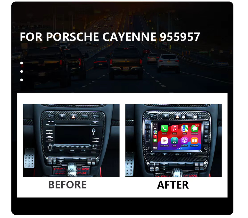 CHSTEK Autoradio mit Carplay und Android Auto Unterstützung für Porsche Cayenne 955 957 9PA (2002-2010) inklusive GPS, Bluetooth und Wi-Fi in Schwarz - Bild 2