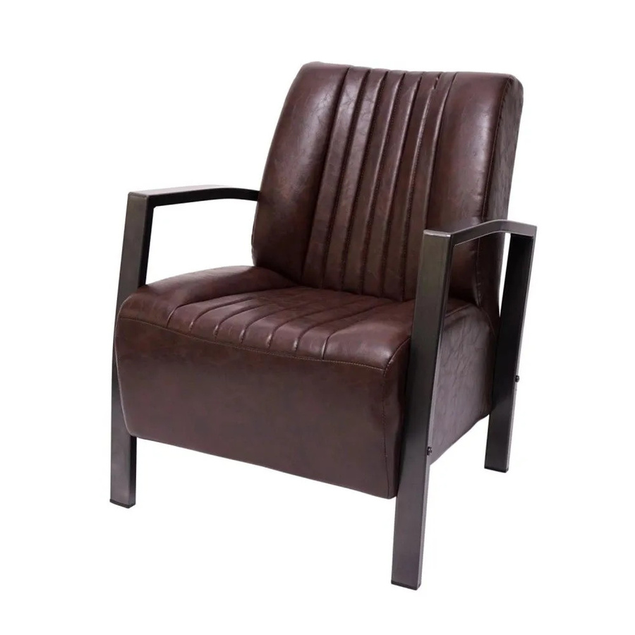 MCW Loungesessel MCW-H10 Relaxsessel im Industriedesign mit Metallrahmen und Kunstleder in Braun - Bild 2