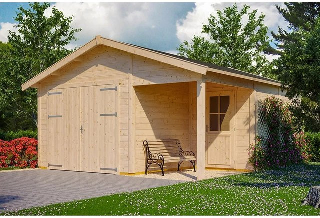 Holzgarage Varberg von Skan Holz in Natur und Beige, B/T: 500 x 525 cm - Bild 1