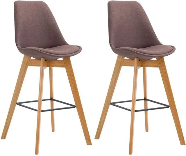 DELUKE 2er Set Barhocker GIKAR in Braun mit Lehne aus Stoff, B/T/H: 48 x 56 x 112 cm - Bild 1