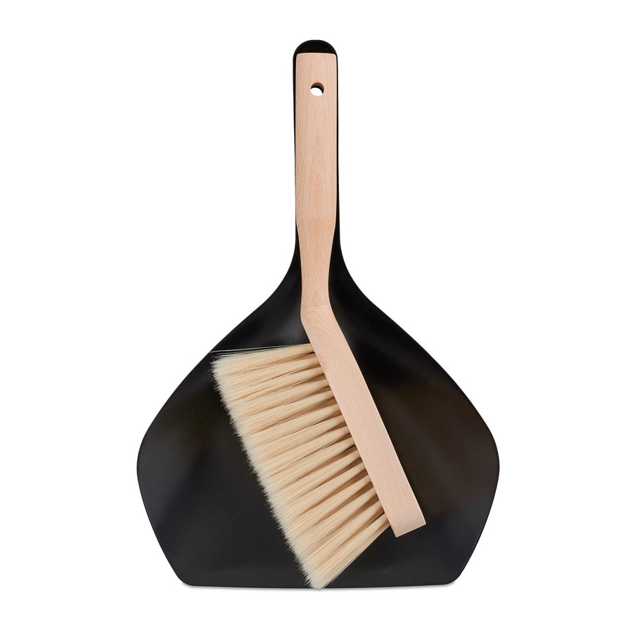 Relaxdays Kehrgarnitur aus Holz und Metall in Schwarz mit Handfeger, B/T/H: 33 x 21,5 x 6 cm - Bild 2