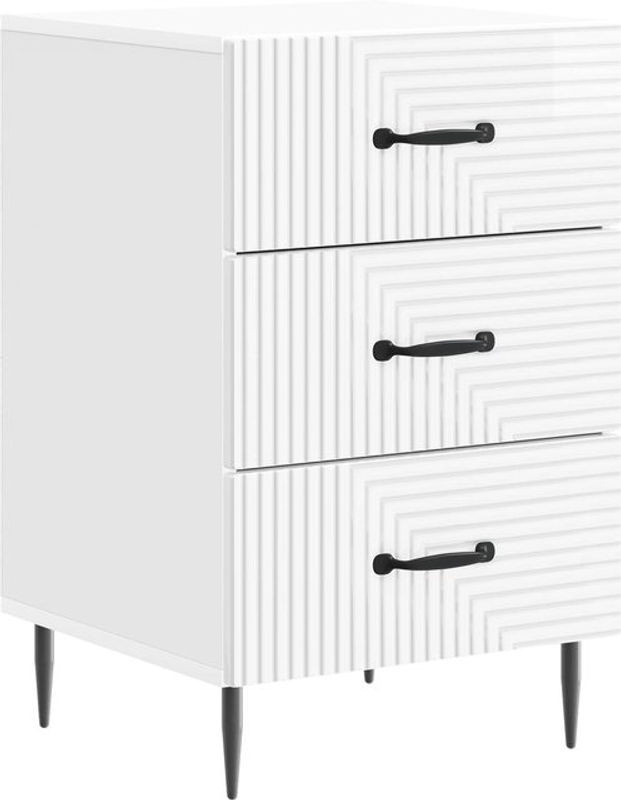 vidaXL Nachttisch in Hochglanz Weiß aus Holzwerkstoff, B/T/H: 43 x 41 x 66,5 cm - Bild 1