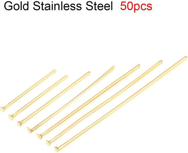 AGCFABS Kopfstifte Edelstahl, Gold Silber Beschichtet, 15mm x 0,6mm - Bild 1