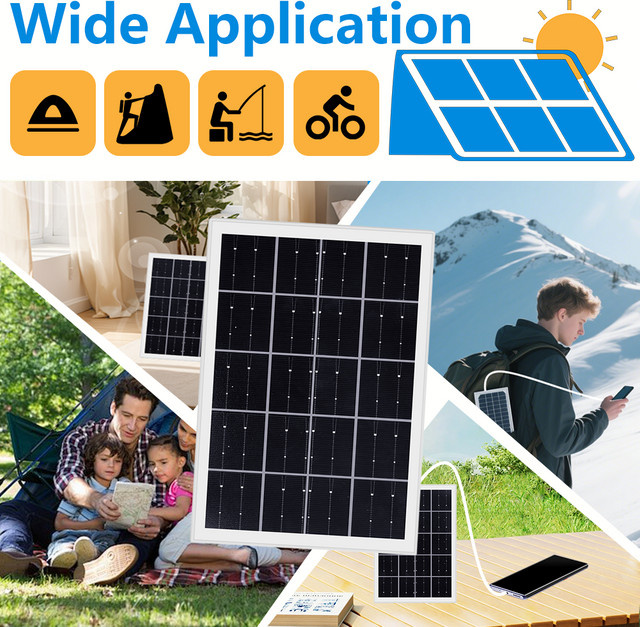 Tragbares Solar Panel für Outdoor, Wandern und Camping, Wasserdicht IP65, 5V Ladebank für dein Handy, Schwarz - Bild 1