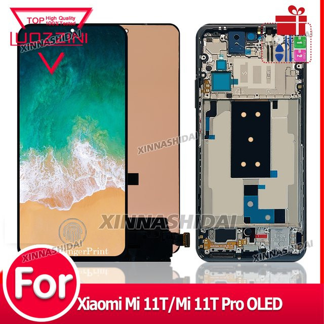 Xiaomi Super OLED Bildschirm mit LCD Display und Touchscreen Digitizer inklusive Rahmen in Schwarz für Mi 11T und Mi 11T Pro - Bild 1