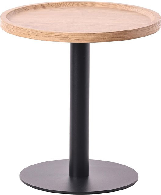 CLP Beistelltisch Aspen Couchtisch mit runder Holzplatte und matt-schwarzem Metallgestell in Braun und Schwarz - Bild 1