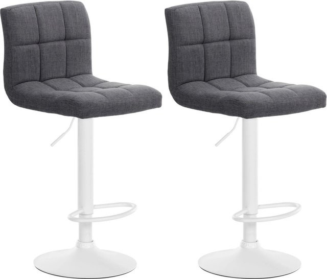 DELUKE Barhocker MADRID 2er Set, Barstühle mit Lehne aus Stoff und Metall, Hellgrau und Weiß, Höhe: 114 cm, Breite: 47 cm, Tiefe: 46 cm - Bild 1