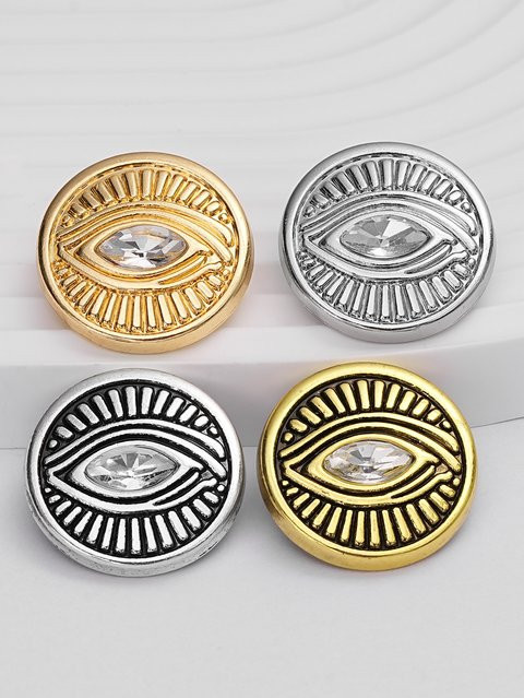 Ösenknöpfe Edelstahl, Sonnen- und Evil-Eye-Design, Damen - Bild 1