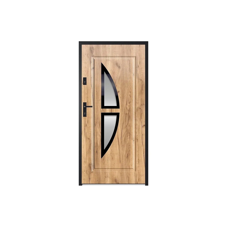 COVAS Haustür Modern mit Glaseinsatz aus Stahl in Beige und Braun, B: 95 cm, H: 207 cm - Bild 2